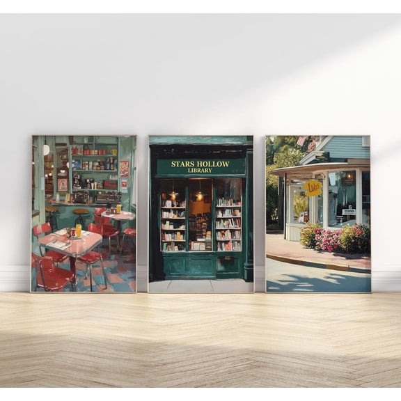 Luke S Diner Gallery Wall Posters Stars Hollow Places Print Set Girly Dorm DecPoster, Set 3, Poster Only