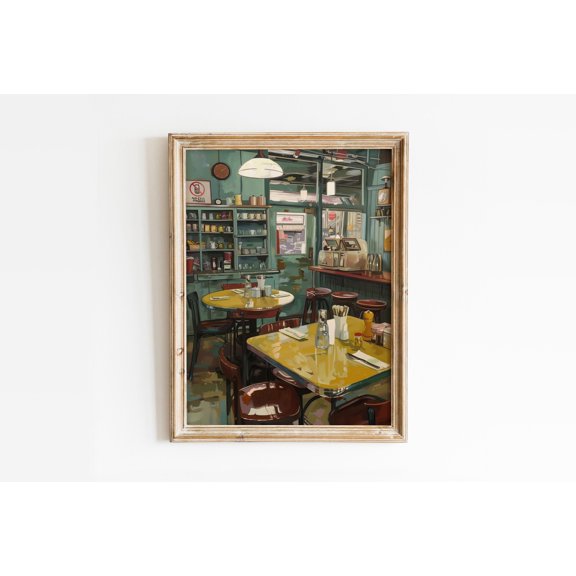 Luke'S Diner Stars Hollow Wall Artvintage Room Decor Retro American Diner Print Gilmore Girls Poster Fall, Poster Only