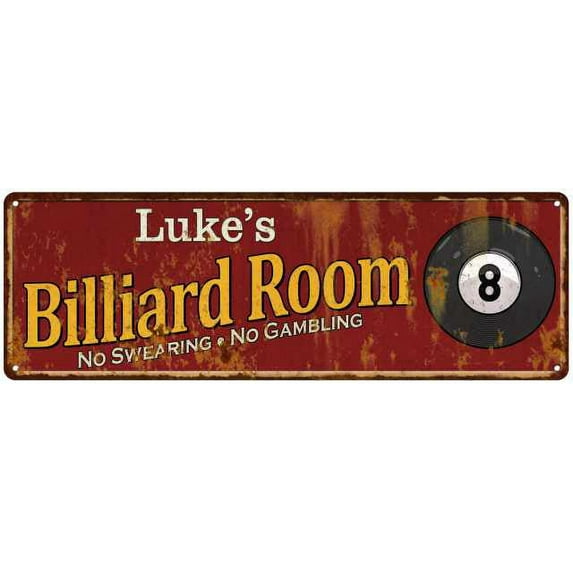 Luke's Billiard Room Red Sign Game Room Pool 8x24 108240008086