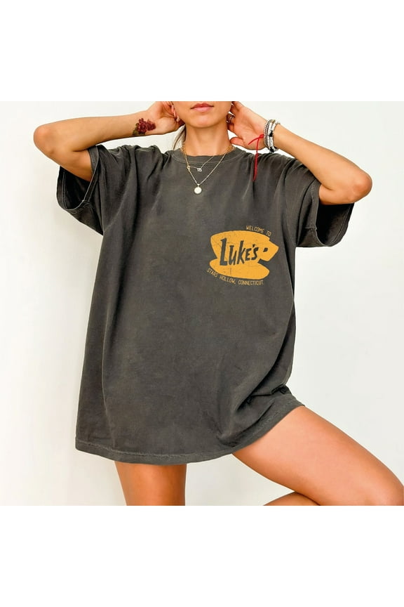 Luke's Diner Coffee Comfort Colors Tshirt, Stars Hollow T-shirt , Tv Series, Vintage Style Stars Hollow Shirt,Pepper color,size L