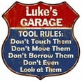 thumbnail image 1 of Luke's Garage Man Cave Rules Sign Shield Metal Gift 211110001087, 1 of 1