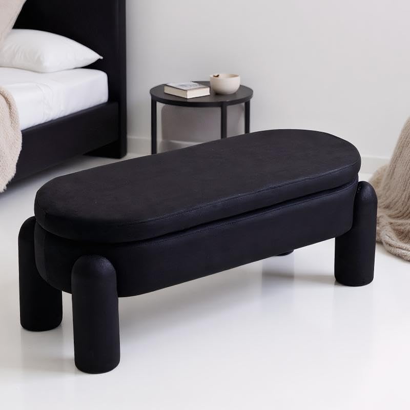 LukeAlon Cute Velvet Shoe Bench with Storage, Upholstered 45