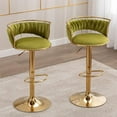 thumbnail image 1 of LukeAlon Velvet Adjustable Barstools Set of 2, Modern 360° Swivel Counter Stools with Golden Base Upholstered Open Back Tall Bar Chairs with Footrest for Home Kitchen, Green, 1 of 8