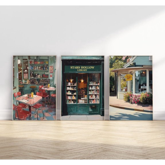 Lukes Diner Set Of 3 Wall Art Print With Stars Hollow And Dorm Decor