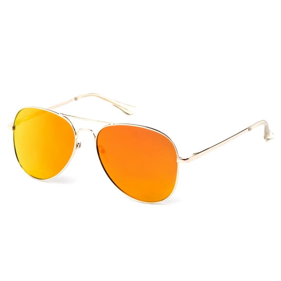 "Lukia" Classic Aviator Design Flash Mirror Flat Lenses with UV Protection