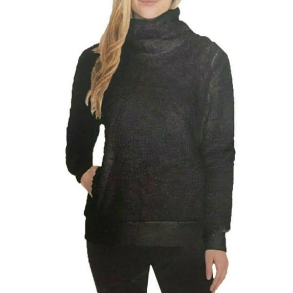 Lukka Lux Women Sherpa Pullover in Black, Size M