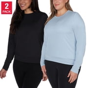 Lukka Lux Womens 2-Pack Moisture Wicking Long Sleeve Sweatshirt Active Top Blue, XXL