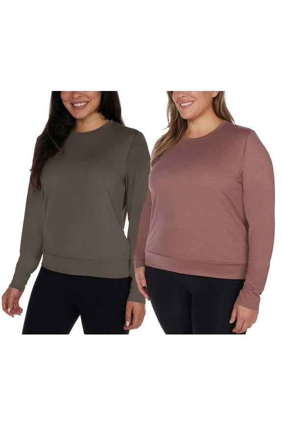 Women's Long Sleeve Tee, Green/Pink Large, 2-Pack