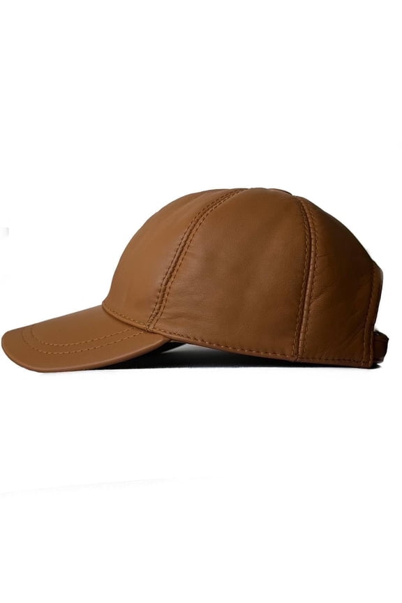 Lukkizara Genuine Leather Baseball Cap Adjustable Strap Plain Real Lambskin Leather Hat Sports Visor (Genuine Leather, Copper)