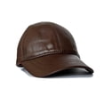 thumbnail image 1 of Leather Baseball Cap Genuine Lambskin Hat Sports Visor Adjustable Strap Brown, 1 of 5