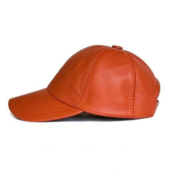 Lukkizara Leather Baseball Cap Genuine Lambskin Leather Hat Sports Visor Adjustable Strap (Genuine Lambskin Leather, Coral Peach)