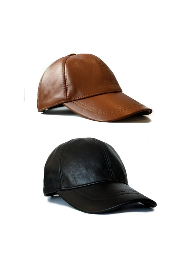 Lukkizara Leather Baseball Cap Unisex Adjustable Real Lambskin Leather Hat for Men Women