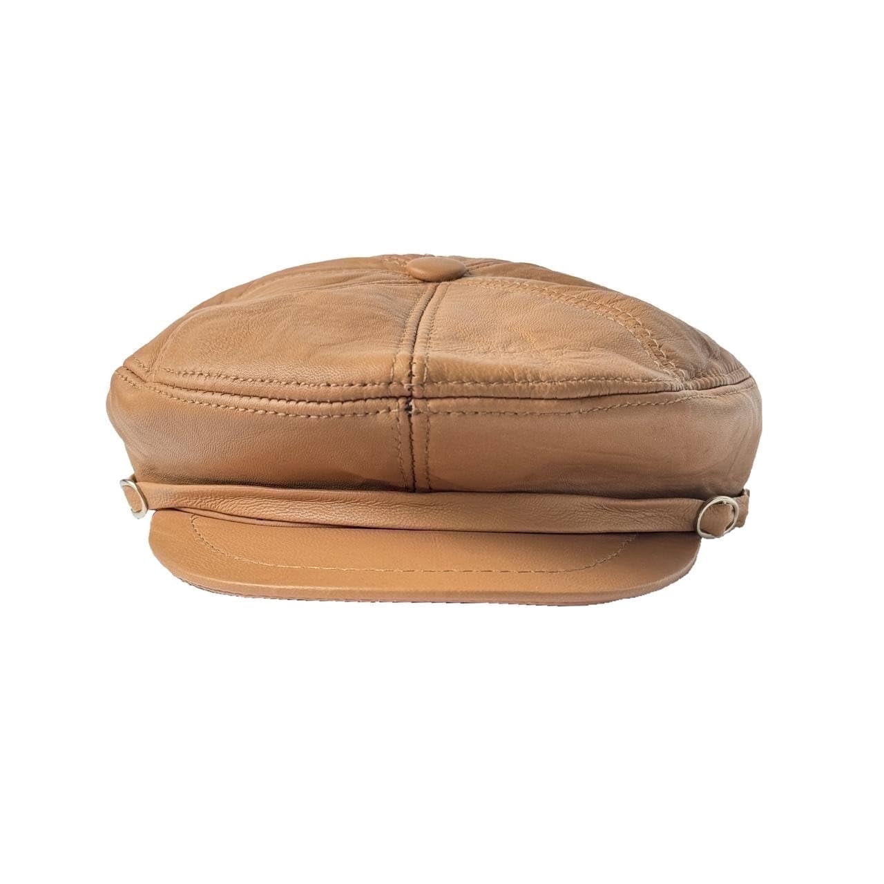 Lukkizara Leather Ivy Cap Men,s Newsboy Hat Cabbie Beret Real Leather Hat Vitage Style (US, Alpha, 3X-Large, Tan)