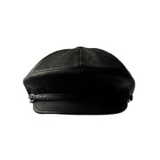 Lukkizara Leather Ivy Cap Men,s Newsboy Hat Cabbie Beret Real Leather Hat Vitage Style US, Alpha, Large, Black