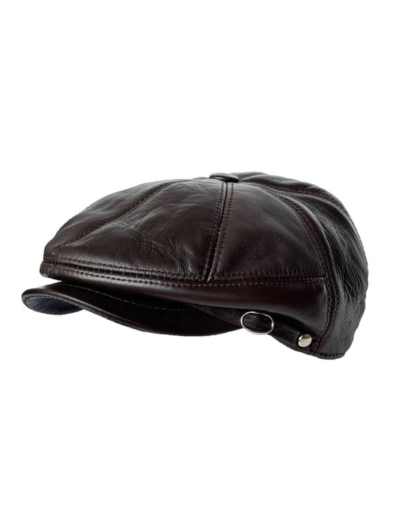 Lukkizara Leather Ivy Cap Men,s Newsboy Hat Cabbie Beret Real Leather Hat Vitage Style (US, Alpha, X-Large, Whiskey)
