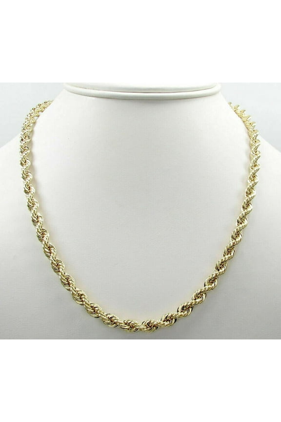 Solid 10K Yellow Gold 2.5mm Rope Chain Necklace Gold Plated Necklaces For Women