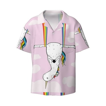 Lukts Aerial Yoga for Unicorn Men's Hawaiian Shirt Beach Short Sleeved Button top-Small