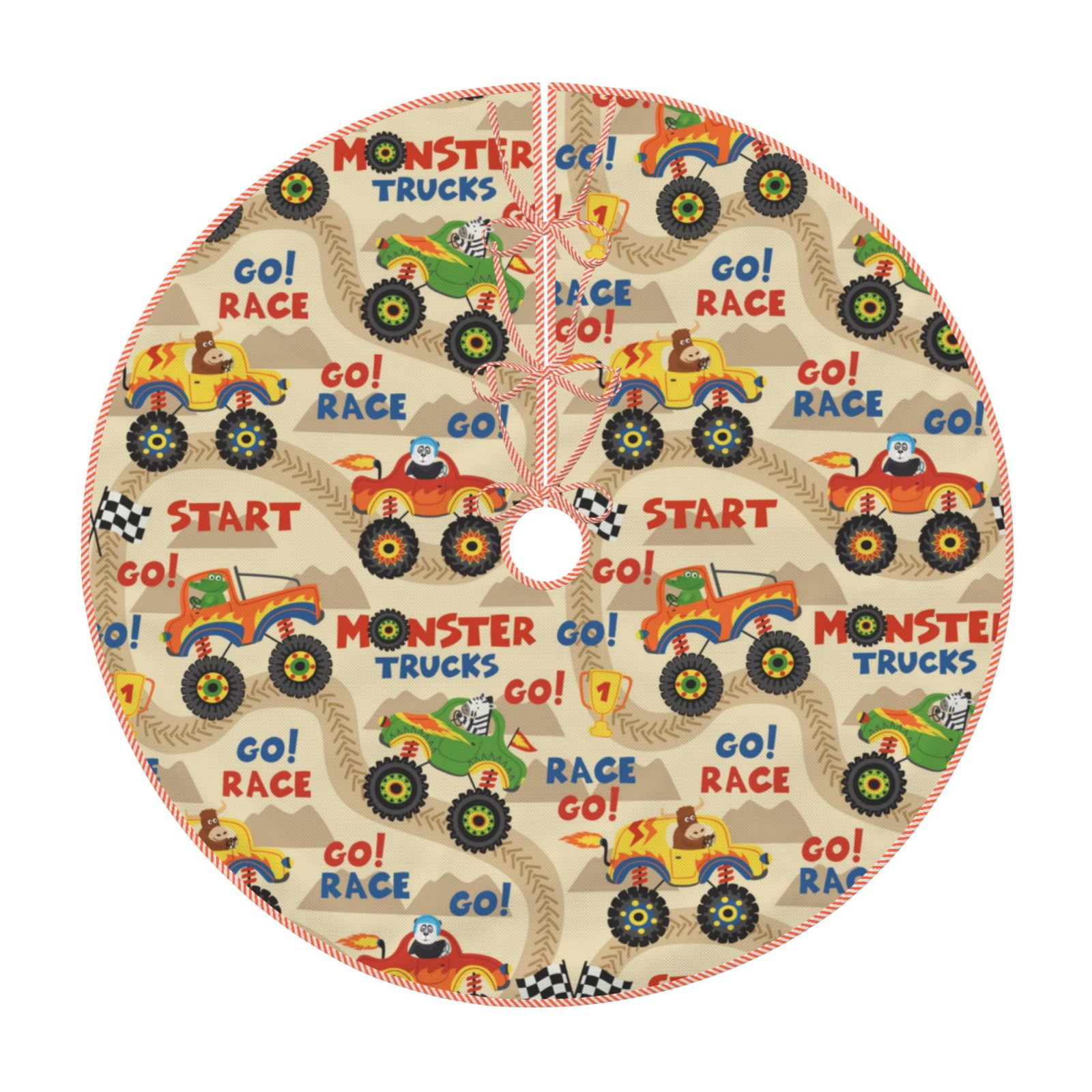 Lukts Animal Truck print color life Christmas Tree Skirt, Winter