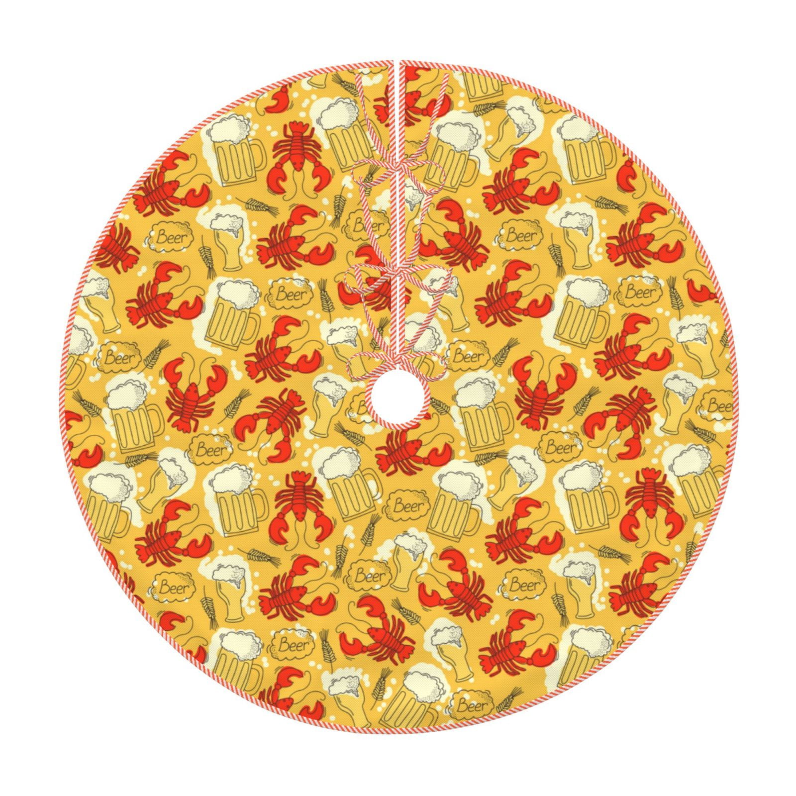 Lukts Beer And Crawfish print color life Christmas Tree Skirt, Winter