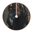 Lukts Black And Gold White Horse print color life Christmas Tree Skirt