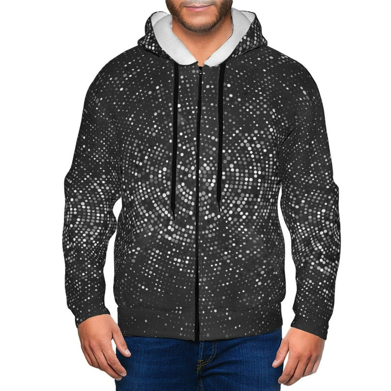 Lukts Black And White Dotted Pattern Hoodies for Men Zip up Hooded Sweatshirt Full Zip Hoodie 3X Large Walmart