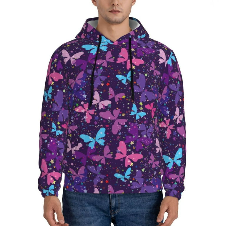 Lukts Bright Purple Butterflies Pattern Pullover Hoodie Men s Athletic Hoodies Sweatshirt for Men 3X Large Walmart