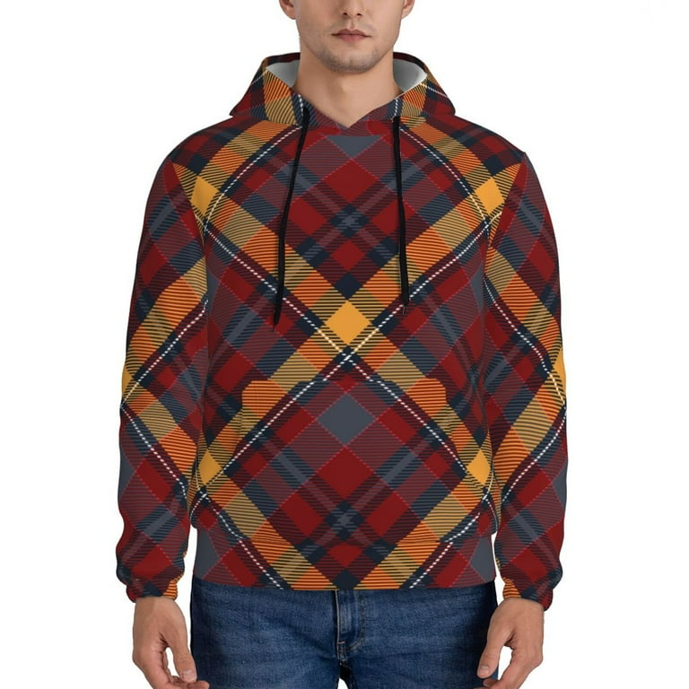 Lukts Buffalo Check Plaid Pattern Pullover Hoodie Men s Athletic Hoodies Sweatshirt for Men 3X Large