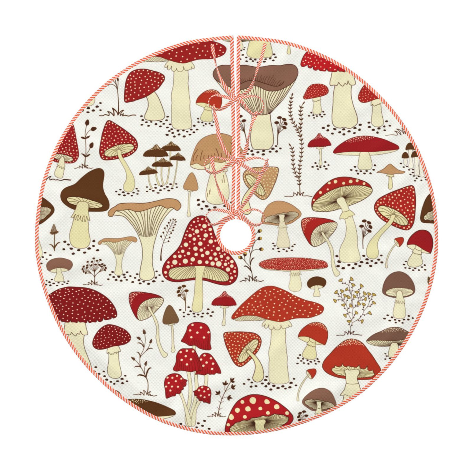 Lukts Cartoon Mushrooms print color life Christmas Tree Skirt, Winter