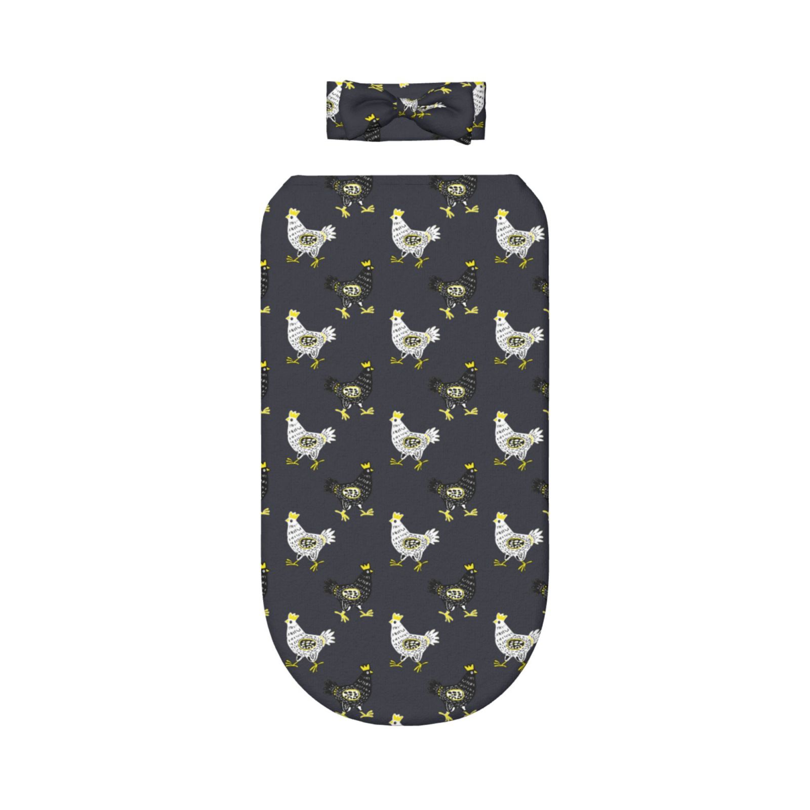 Lukts Cartoon Rooster Print Newborn Receiving Blanket Headband Set