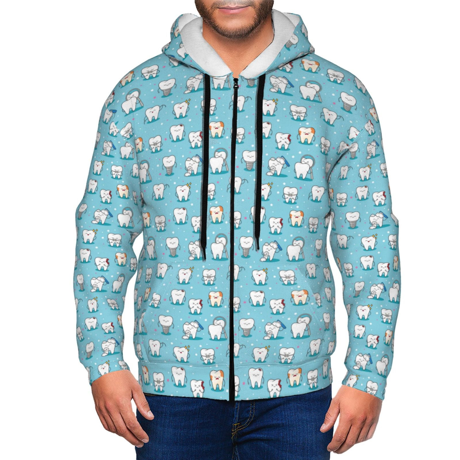 Jacket with teeth on hoodie deals