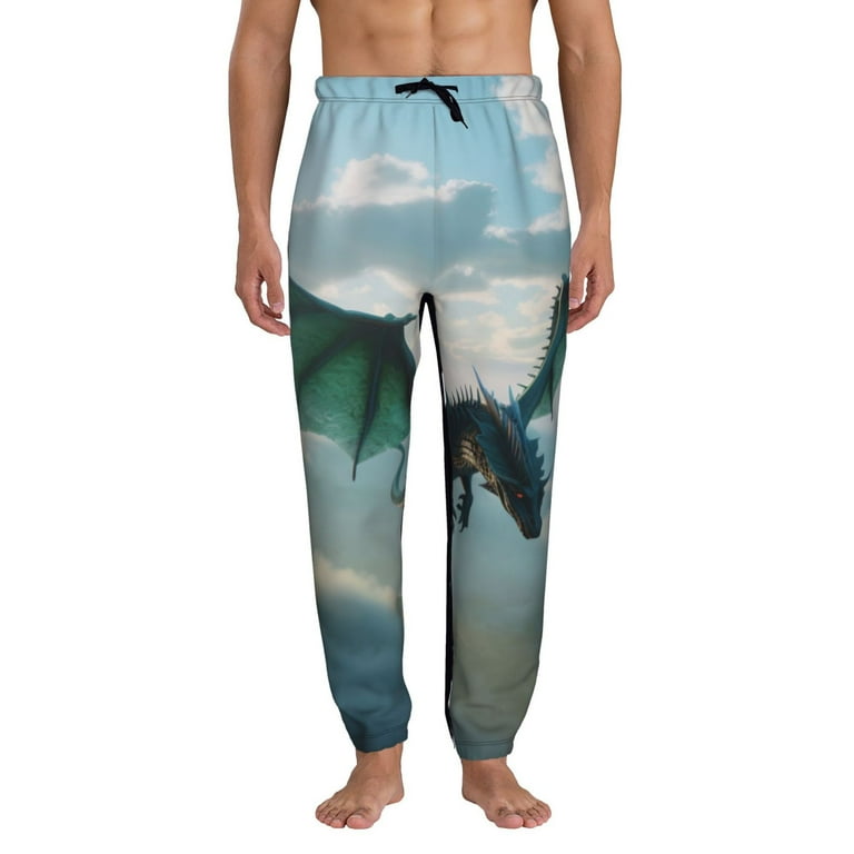 Green sweatpants with dragons sale