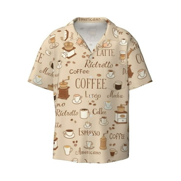 Lukts Coffee Time Men's Hawaiian Shirt Beach Short Sleeved Button top-Small