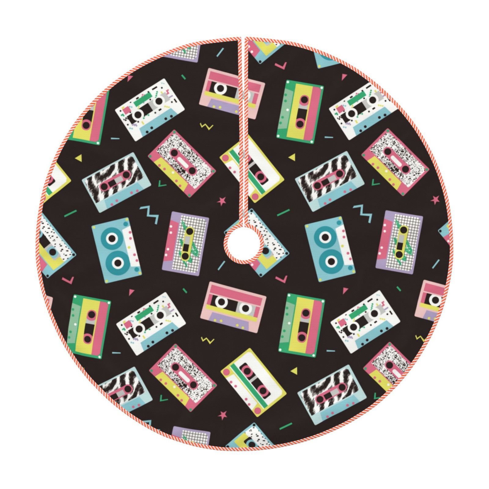Lukts Colorful Retro Tape print color life Christmas Tree Skirt, Winter