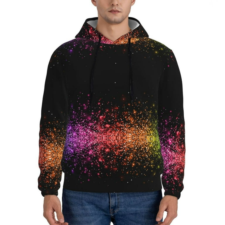 Lukts Colorful Sparkling Pattern Pullover Hoodie Men s Athletic Hoodies Sweatshirt for Men 3X Large