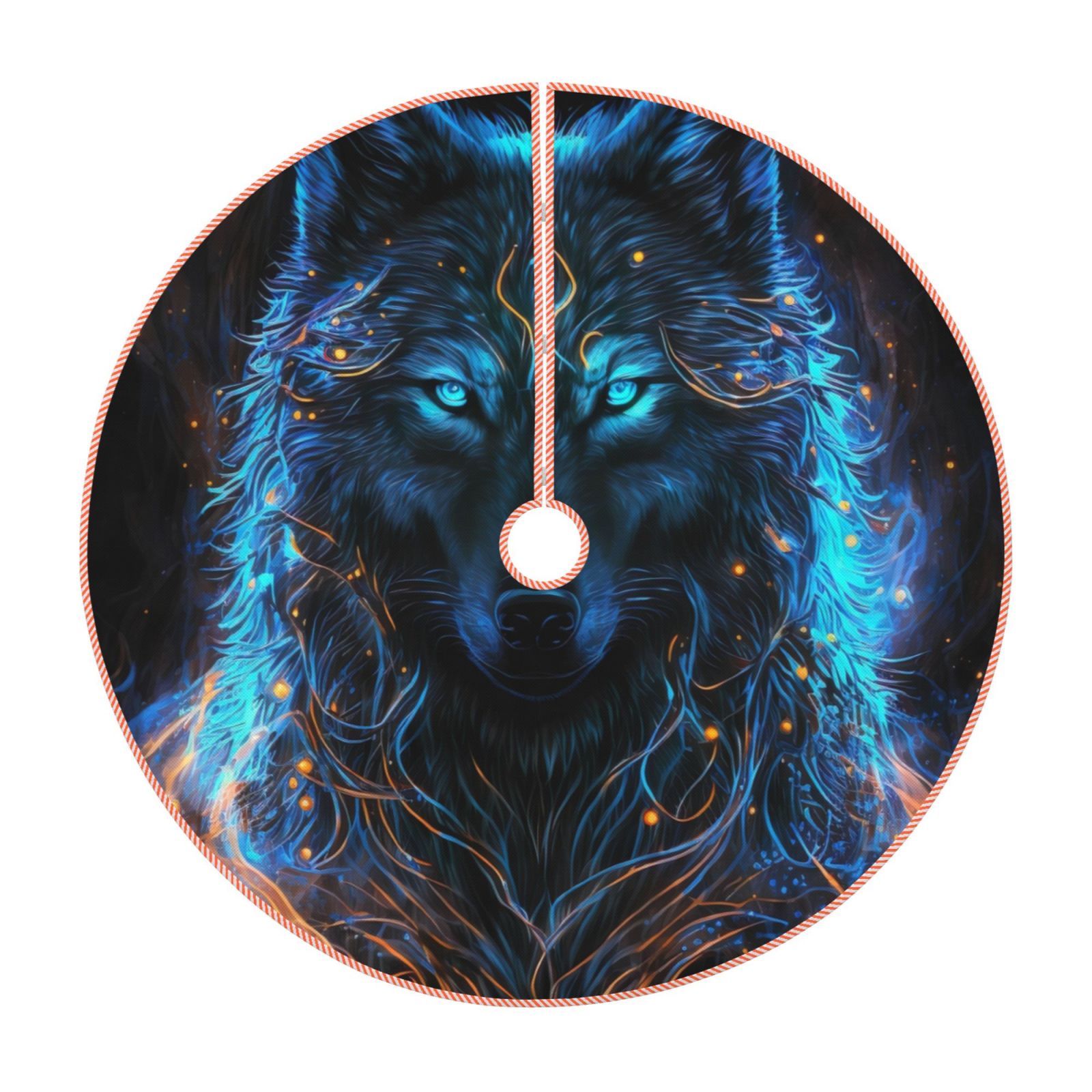 Lukts Cool Blue Light Wolf print color life Christmas Tree Skirt