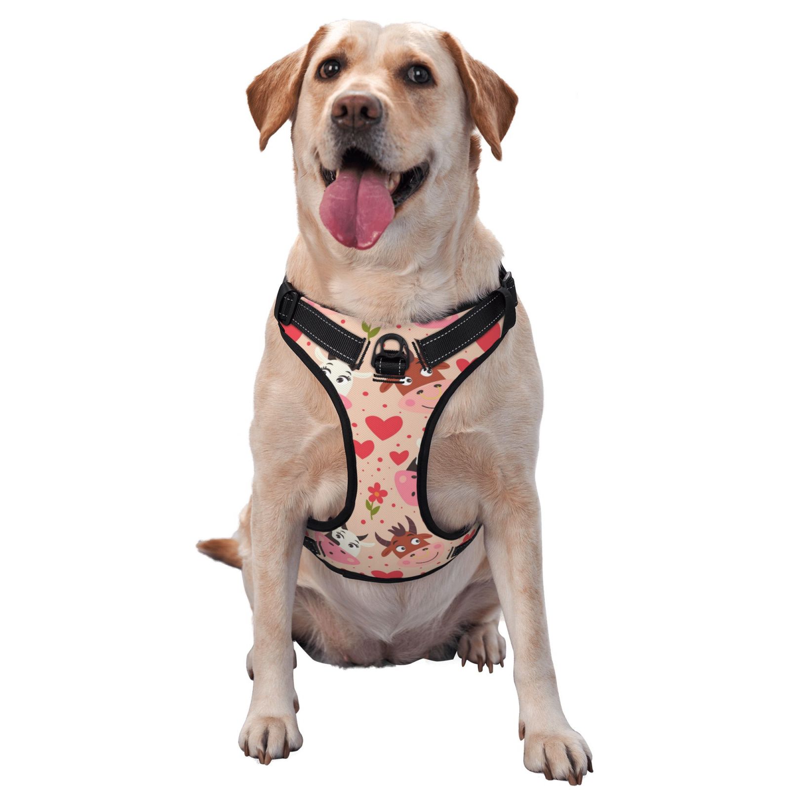 Lukts Cow Flower And Heart Dog Harness,No Pull Pet Harness with 3