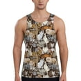 Lukts Cut Cats Print Men's Muscle Shirts Sleeveless Dry Fit Gym Workout