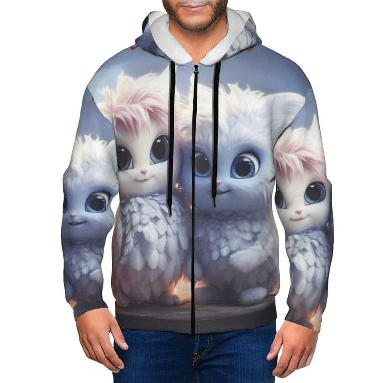 Lukts Cute Animal Couple Pattern Hoodies for Men Zip up Hooded Sweatshirt Full Zip Hoodie Large Walmart