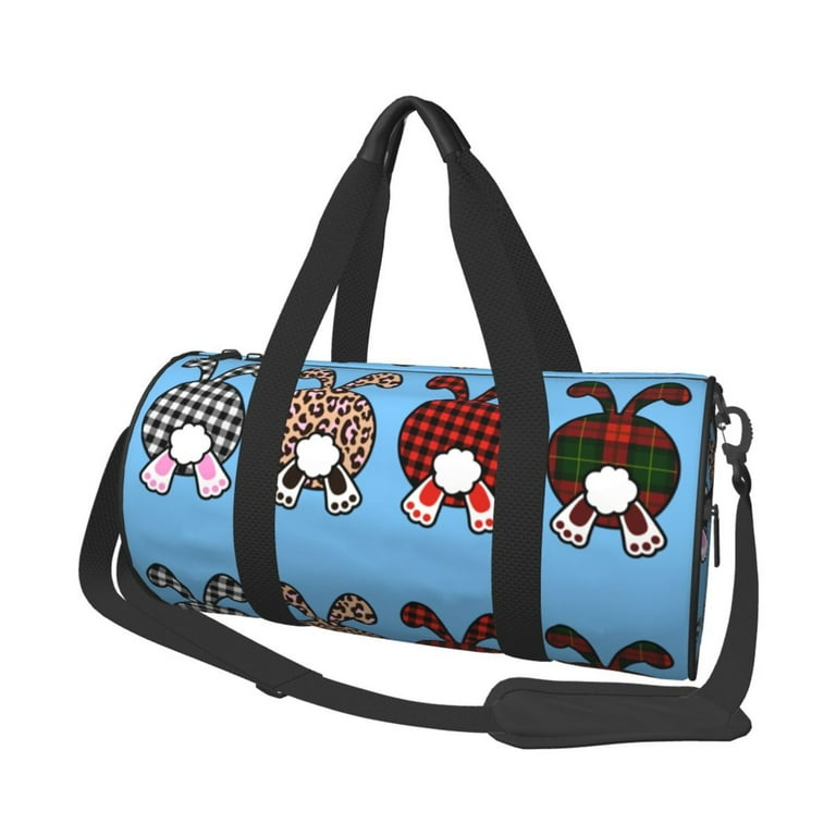 Lukts Cute Bunny Pattern Gym Bag for Women Men Sports Travel Duffel Bag Weekend Bag for Airplane Water Resistant Workout Overnight Backpack for