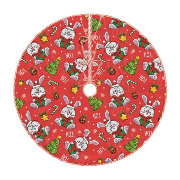 Lukts Cute Christmas Bunny Print Color Life Christmas Tree Skirt, Winter Holiday Tree Mat Decoration ,Can be Used as A Shawl-36"
