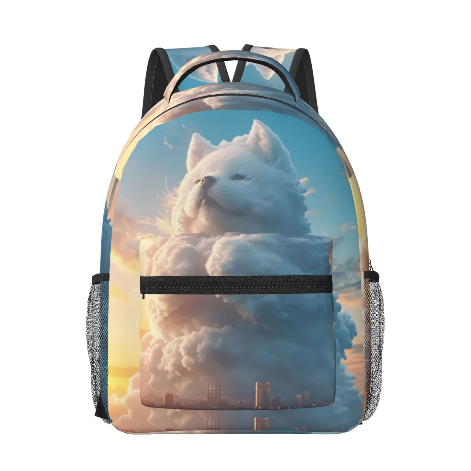 Lukts Cute Cloud Cat Print School Backpack Teenage Boy Girls Bookbag