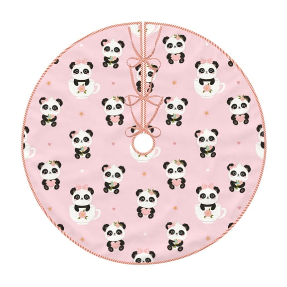 Lukts Cute Kawaii Panda Print Color Life Christmas Tree Skirt, Winter Holiday Tree Mat Decoration ,Can be Used as A Shawl-36"