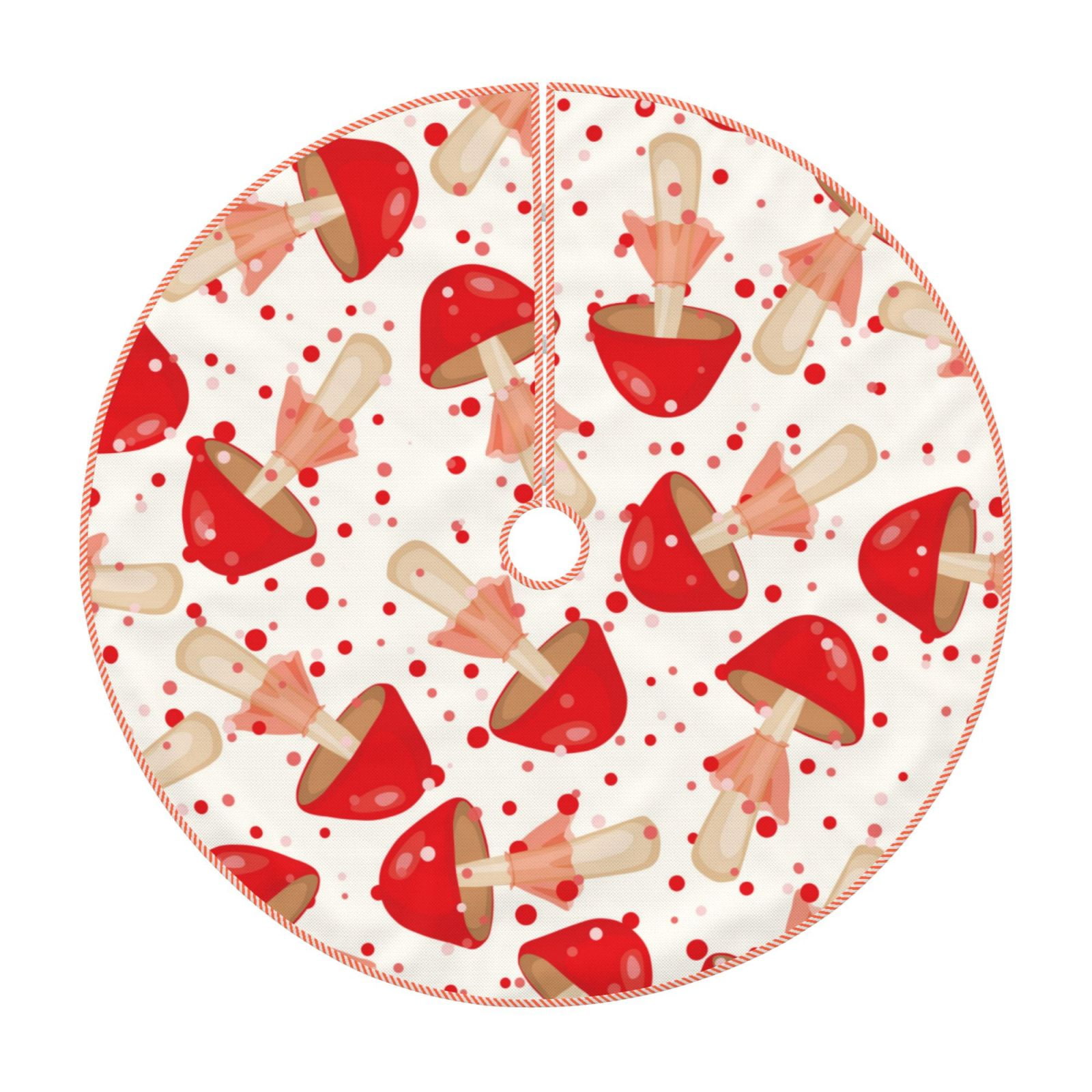 Lukts Cute Mushroom print color life Christmas Tree Skirt, Winter