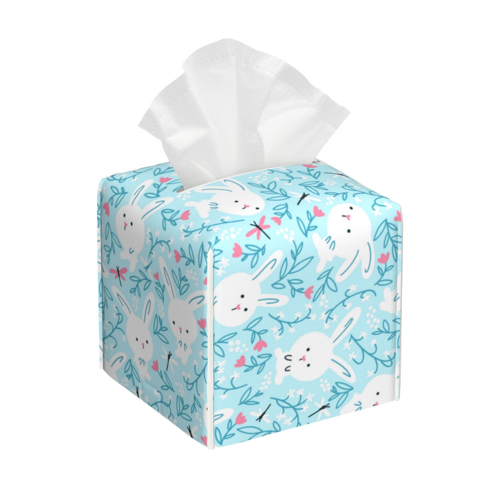 White Rabbit Tissue Lukts Cute Rabbit for Leather Tissue Box Cover Square,Decorative Faux ...
