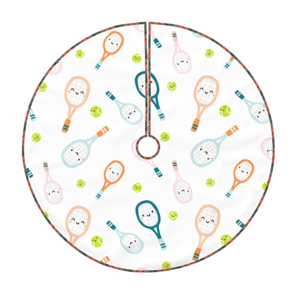 Lukts Cute Tennis Rackets Print Color Life Christmas Tree Skirt, Winter Holiday Tree Mat Decoration ,Can be Used as A Shawl-30"