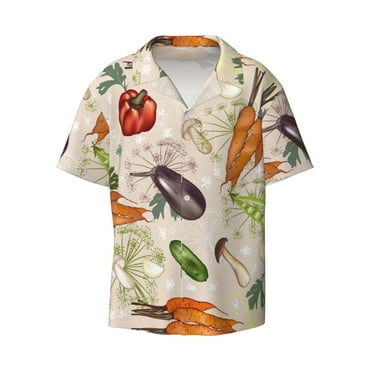 Lukts Cute Vegetables Men's Hawaiian Shirt Beach Short Sleeved Button top-Small