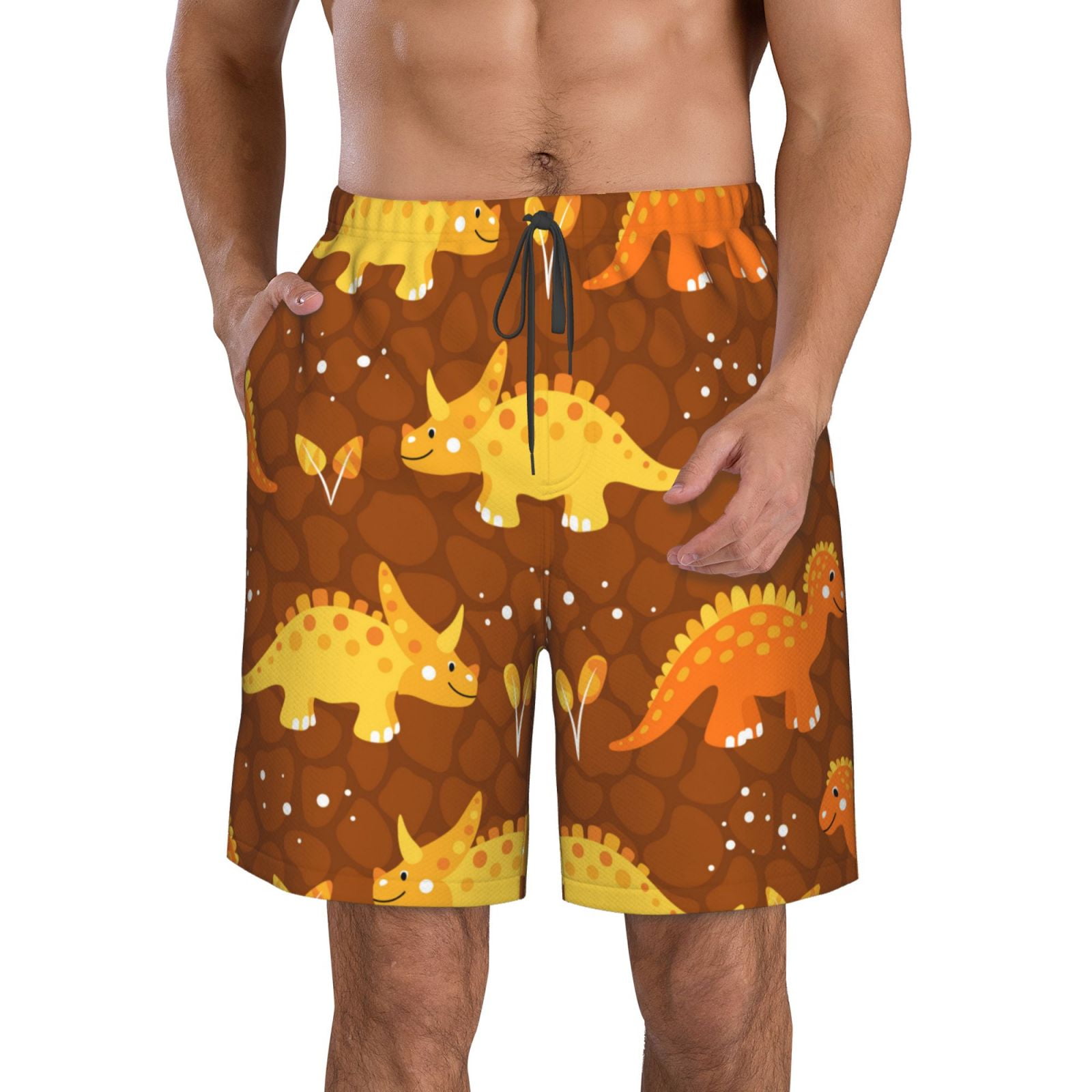 Lukts Dinosaurs And Leaves Mens Swim Trunks Quick Dry Swim Shorts With