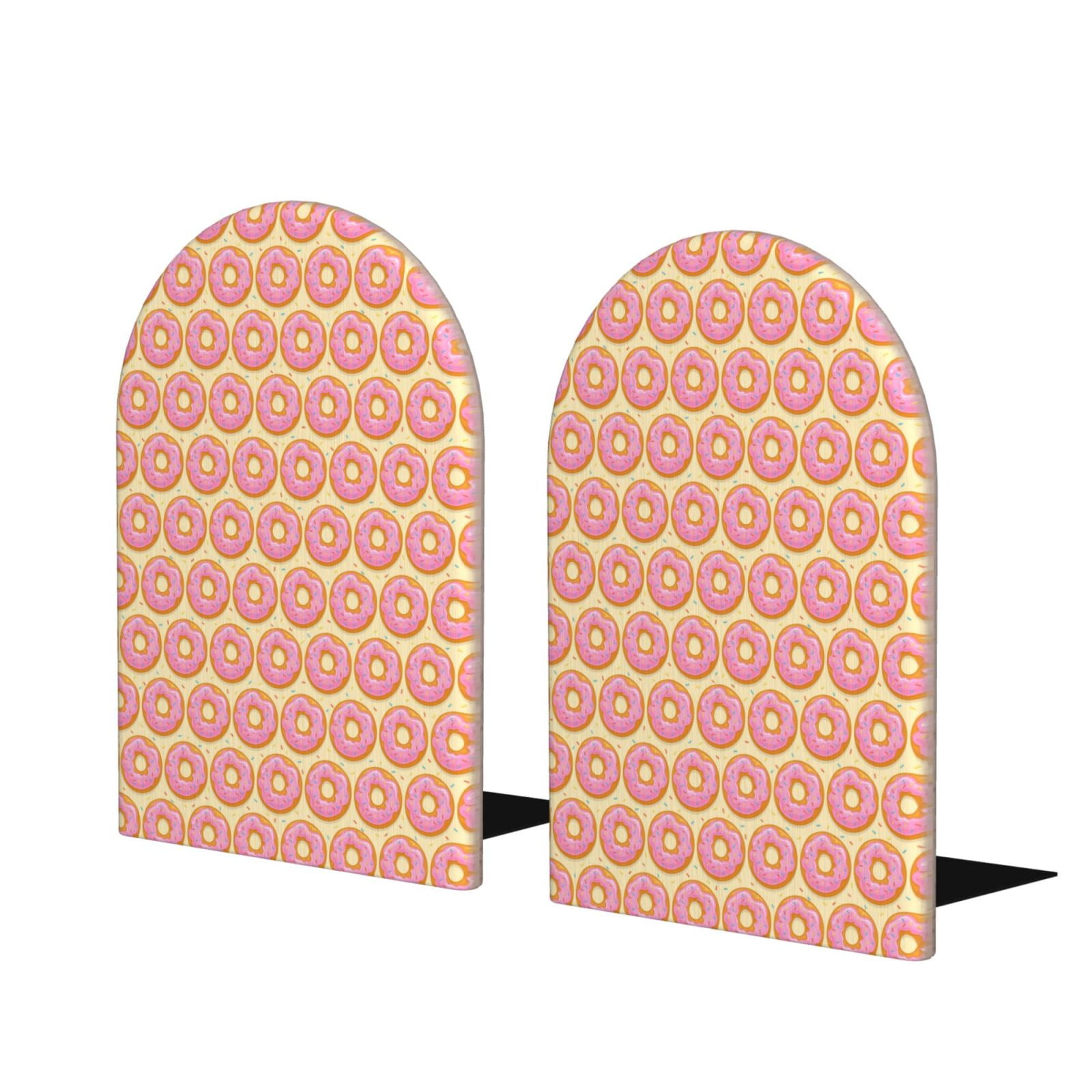 Lukts Donuts With Pink Glaze for Wooden Bookends, Heavy Duty Metal ...