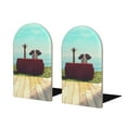 Lukts Elehpant And A Giraffe Looking At The Sea Print Wood Bookends,Non