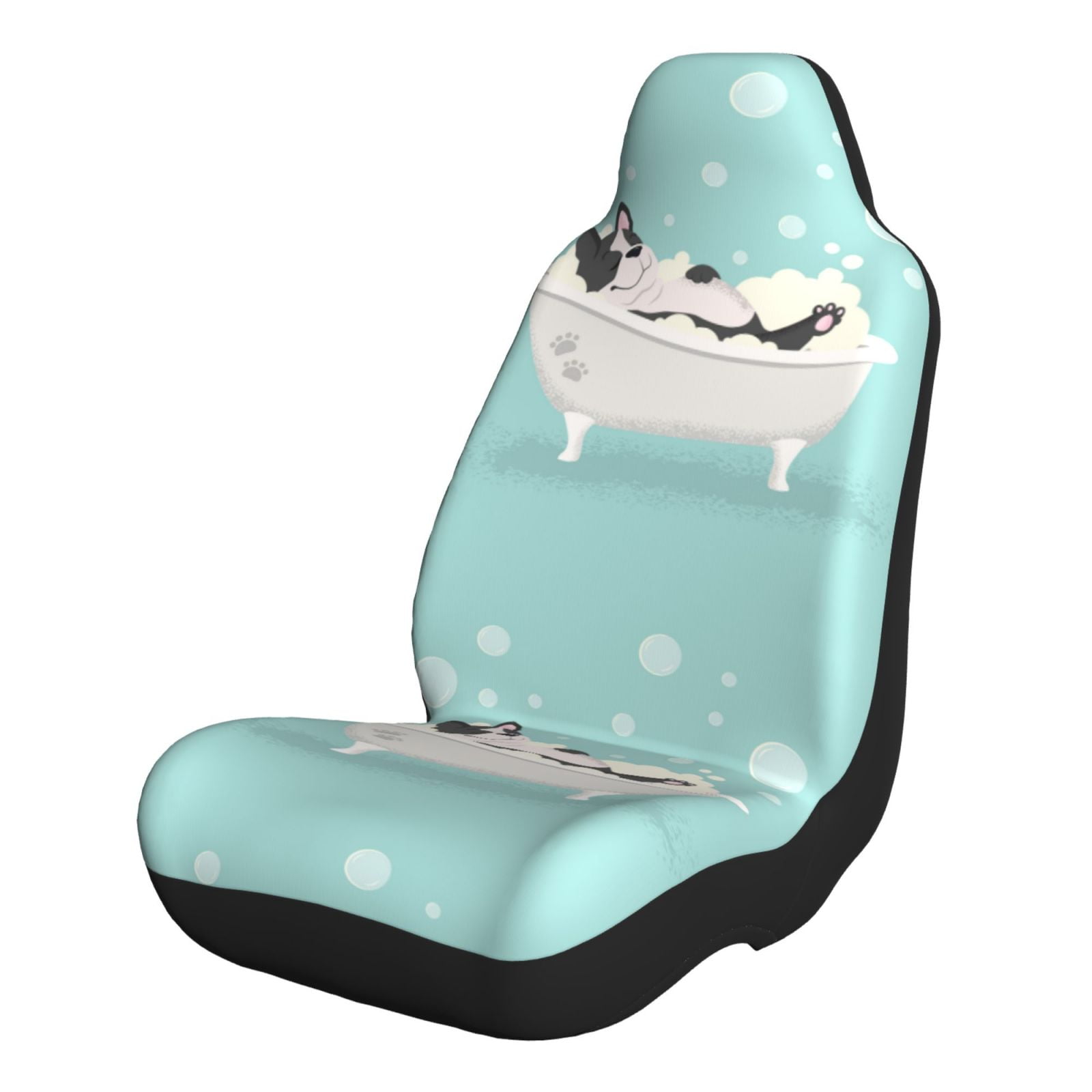 Lukts French Bulldog Taking a Bath Print Car Seat Covers Full SetFront